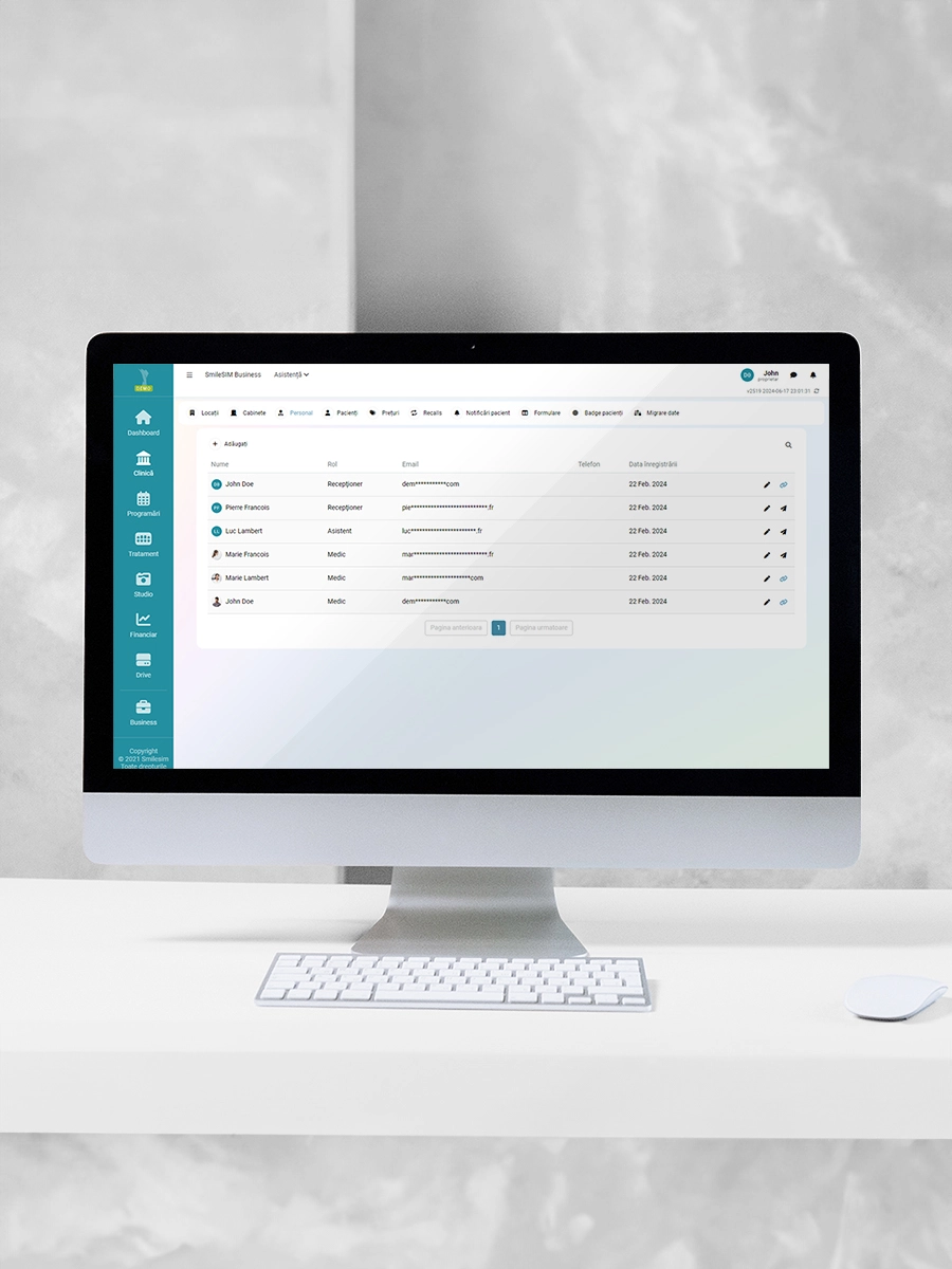 Administrare Clinică caracteristica aplicației software